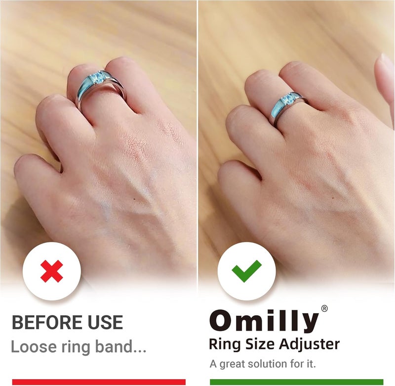 Omilly Ring Sizers for Loose Rings, 144-Pack 16 Sizes 6 Sheets, Invisible Ring Guards & Size Adjusters for Men & Women (Transparent, Grey, Nude) - Image 3